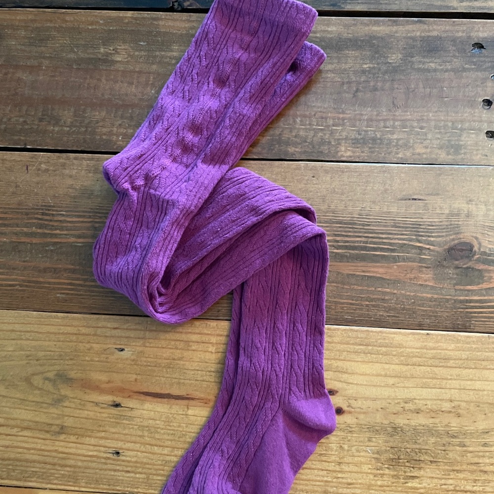 Purple Cable Knit Girl’s Stockings